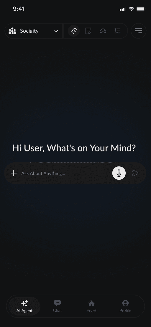 Sociaity AI Agent in the mobile app